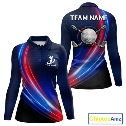 Custom Red Blue Womens Golf Polo Shirts Personalized Golf Gifts, Team Golf Shirts NBT976