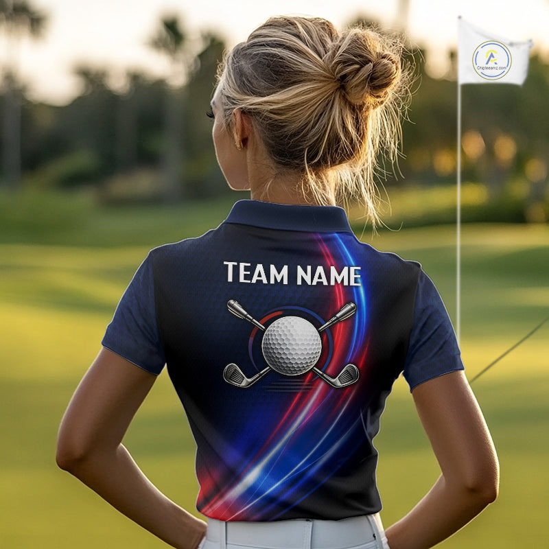 Custom Red Blue Womens Golf Polo Shirts Personalized Golf Gifts, Team Golf Shirts NBT976