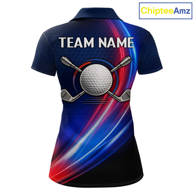 Custom Red Blue Womens Golf Polo Shirts Personalized Golf Gifts, Team Golf Shirts NBT976