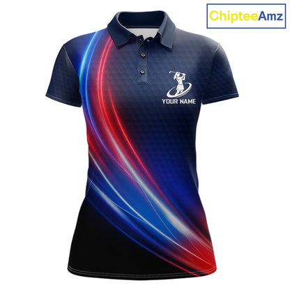 Custom Red Blue Womens Golf Polo Shirts Personalized Golf Gifts, Team Golf Shirts NBT976