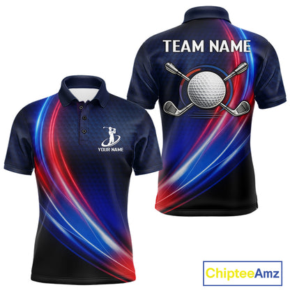 Custom Red Blue Mens Golf Polo Shirts Personalized Golf Gifts, Team Golf Shirts NBT976