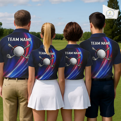 Custom Red Blue Mens Golf Polo Shirts Personalized Golf Gifts, Team Golf Shirts NBT976
