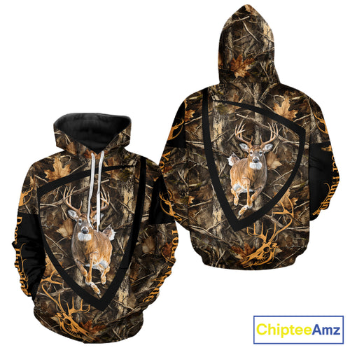 Personalized Whitetail Deer Hunting Brown Camouflage 3D All Over Printed Shirt NBT277