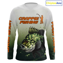 Load image into Gallery viewer, Crappie Fishing Shirts Long Sleeve Custom Fishing Jerseys Green Camo, Fishing Shirts For Men NBT372