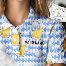 Load image into Gallery viewer, Womens Golf Polo Shirts Custom Beer Argyle Pattern, Funny Beer Pattern Golf Team Shirt NBT597
