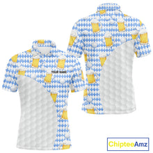 Load image into Gallery viewer, Mens Golf Polo Shirts Custom Beer Argyle Pattern, Funny Beer Pattern Golf Team Shirt NBT597