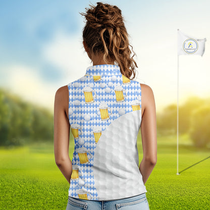Womens Golf Polo Shirts Custom Beer Argyle Pattern, Funny Beer Pattern Golf Team Shirt NBT597