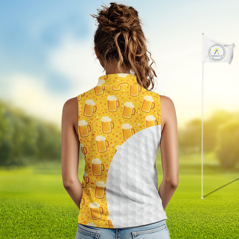 Womens Golf Polo Shirts Custom Beer Pattern, Funny Beer Pattern Golf Team Shirt NBT598
