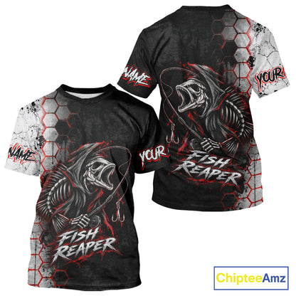 Personalized Fishing Fish Reaper Fishing T-Shirt, Fish Reaper Skull Fishing Jerseys NBT1049