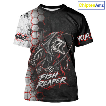 Personalized Fishing Fish Reaper Fishing T-Shirt, Fish Reaper Skull Fishing Jerseys NBT1049
