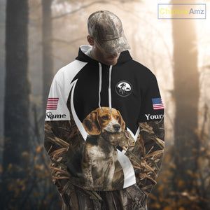 Personalized Rabbit Hunting Beagle Dog American Flag Details Camo 3D Shirts, Rabbit Hunting Gifts NBT216