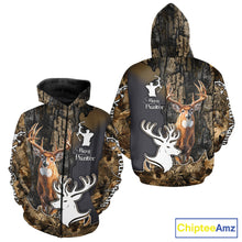 Load image into Gallery viewer, Personalized Deer Hunting 3D All Over Printed Hoodie Brown Leaves Camo, Hunting accessories NBT318
