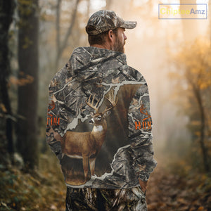 Custom Whitetail Deer Hunting Custom Name Camo Shirt, Deer Hunting Apparel, Camouflage Deer Shirts NBT118