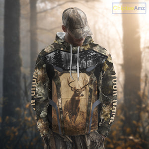 Personalized Whitetail Deer Hunting Forest Camo 3D Printed Shirts, Deer Hunting Camouflage Shirt NBT221