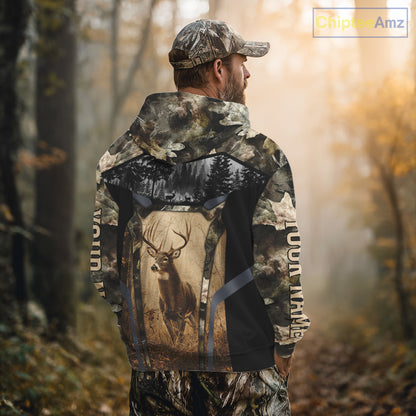 Personalized Whitetail Deer Hunting Forest Camo 3D Printed Shirts, Deer Hunting Camouflage Shirt NBT221