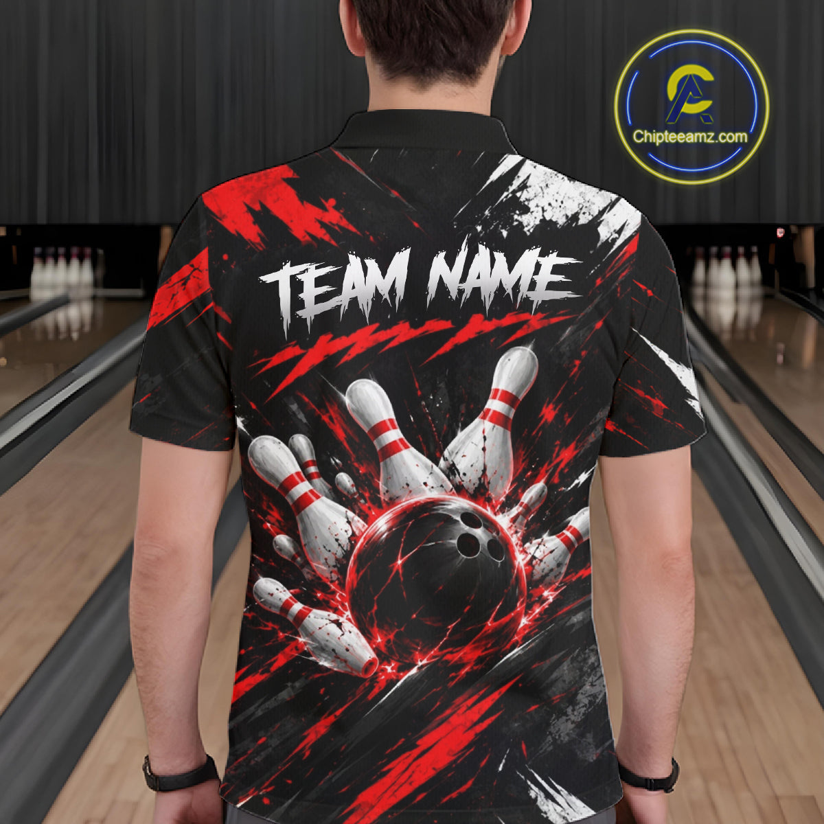 Black And Red Custom Skull Mens Bowling Shirt Team Outfit For Bowlers NBT1168