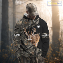 Load image into Gallery viewer, Whitetail Deer Hunting Shirt Camouflage Hoodie 3D Custom Name, Hunting Gift NBT324
