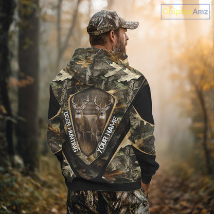 Whitetail Deer Hunting Shirt Custom Name Fall Season Camo, Deer Hunting Clothes For Men NBT325