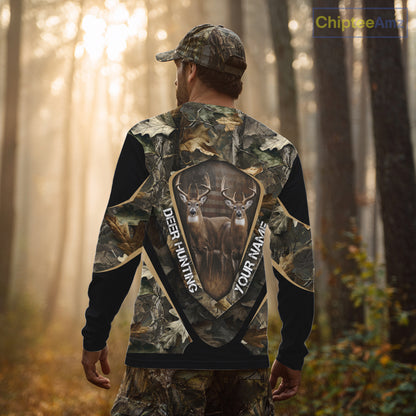 Whitetail Deer Hunting Shirt Custom Name Fall Season Camo, Deer Hunting Clothes For Men NBT325