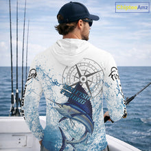 Load image into Gallery viewer, Custom Sailfish Long Sleeve Hooded Fishing Shirts Saltwater Fish, Compass Offshore Tournament Fishing Shirts NBT375