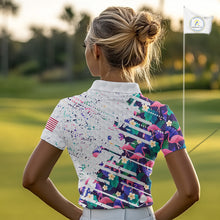 Load image into Gallery viewer, Flamingo Womens Golf Polo Shirts, Colorful Tropical Flamingo Pattern, Tropical Golf Shirt NBT477