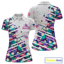 Load image into Gallery viewer, Flamingo Womens Golf Polo Shirts, Colorful Tropical Flamingo Pattern, Tropical Golf Shirt NBT477