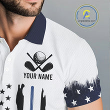 Load image into Gallery viewer, USA Flag Pattern Mens Golf Polo Shirt, Patriotic American Golf Shirt, 4Th Of July Golf Outfit NBT613