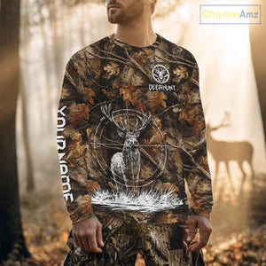 Deer Hunting Full Forest Camo 3D Printing Custom Name Shirts, Deer Hunting Clothes NBT126