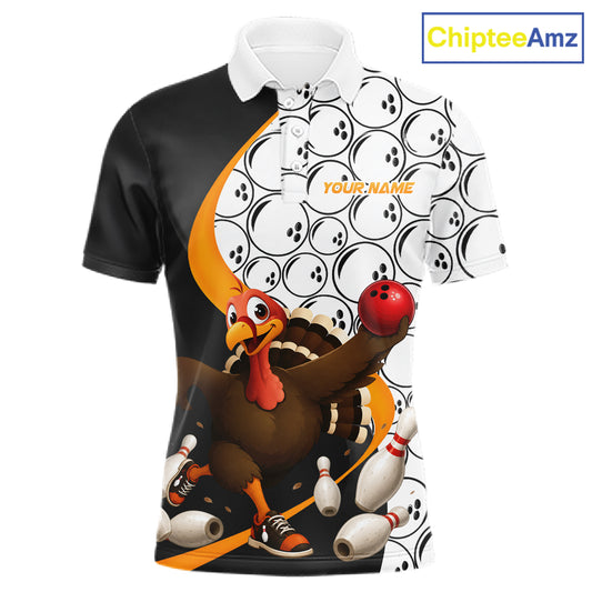 Black Orange And White Custom Awesome Turkey Bowling Shirts For Women, Thanksgiving Bowling Team Jerseys NBT1062