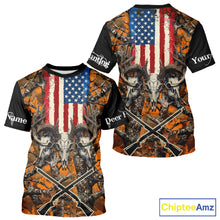 Load image into Gallery viewer, Custom Orange Camo US Flag Rifle Personalized Hunting Shirts, Deer Hunting Clothes, Hunting Gifts NBT282