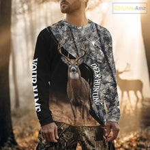 Load image into Gallery viewer, Winter Whitetail Deer Camo Customize Name 3D All Over Printed Long Sleeve Hunting Shirts for Men NBT332