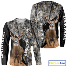 Load image into Gallery viewer, Winter Whitetail Deer Camo Customize Name 3D All Over Printed Long Sleeve Hunting Shirts for Men NBT332