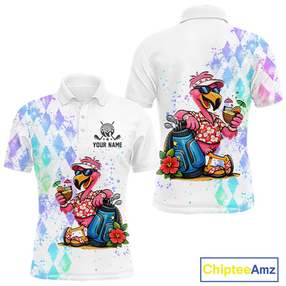 Personalized Mens Argyle Golf Polo Shirts, Custom Name Funny Golf Team Shirts, Golf Lover Gift NBT480