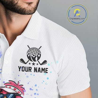 Personalized Mens Argyle Golf Polo Shirts, Custom Name Funny Golf Team Shirts, Golf Lover Gift NBT480