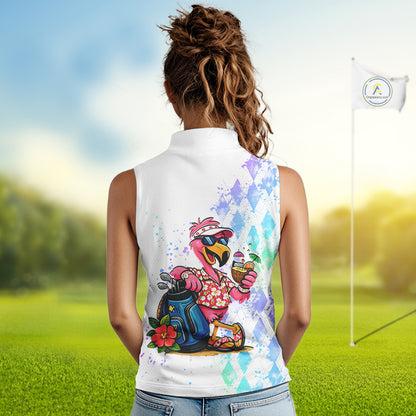 Personalized Womens Sleeveless Argyle Golf Polo Shirt, Custom Name Funny Golf Team Shirts, Golf Lover Gift NBT480