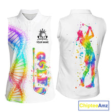 Load image into Gallery viewer, Custom Tie Dye Color Golf Lover Womens Sleeveless Polo Shirt, It's in my DNA Shirt, Golf Gifts NBT483