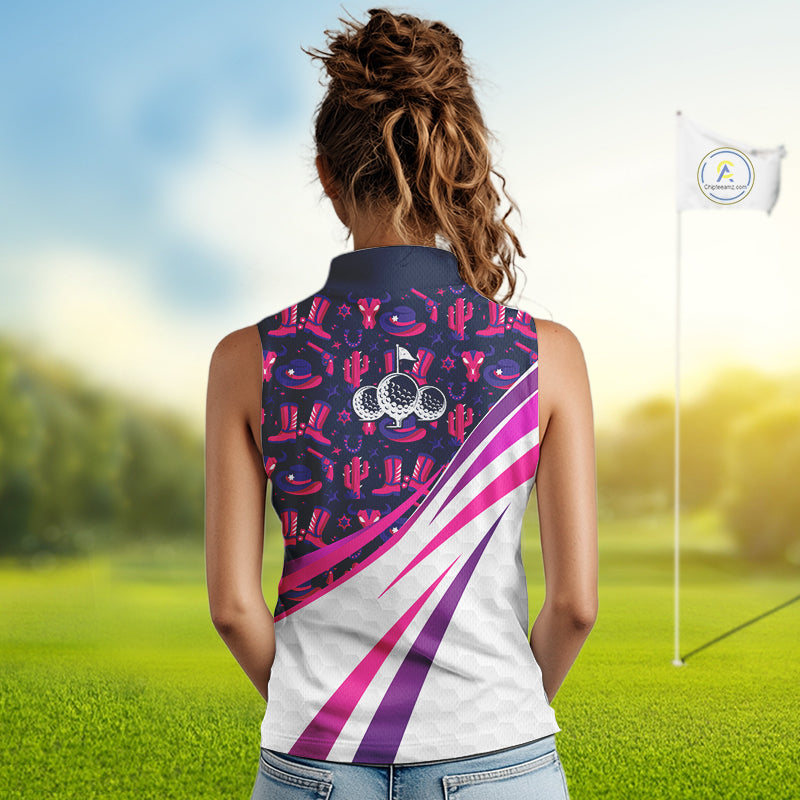 Womens Funny Cowgirl Sleeveless Golf Polo Shirts Golf Outfits, Personalized Golf Gifts NBT484