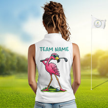 Load image into Gallery viewer, Funny Flamingo Womens Sleeveless Golf Polo Shirts Colorful Tropical Flamingo Custom Name, Golf Gifts NBT487