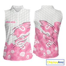 Load image into Gallery viewer, Custom Pink Summer Pattern Womens Sleeveless Golf Polo Shirts Summer Golf Shirt For Vacation, Golf Team Shirt NBT733