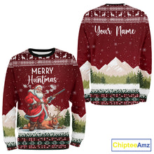 Load image into Gallery viewer, Funny Ugly Pattern Santa Deer Hunting Customized Name All Over Print Shirts, Christmas Shirt Ideas for Hunter NBT283