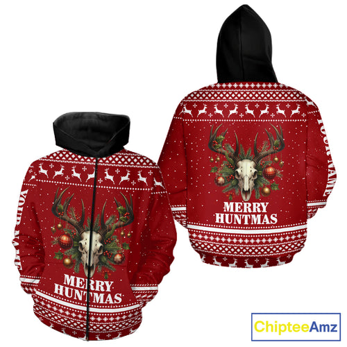 Personalized Ugly Christmas Deer Hunting Shirt Full Print Christmas Pattern, Christmas Gifts NBT284