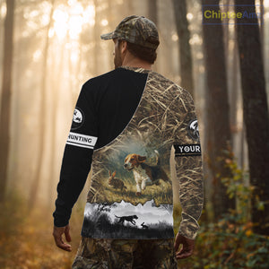 Personalized Rabbit Hunting with Beagle Dog 3D All Over Printed Shirts, Rabbit Hunting Clothes for Men NBT135