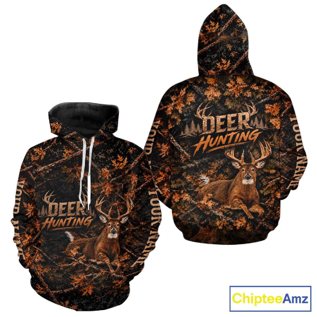Whitetail Deer Hunting Custom Name Orange Camo Shirt, Personalized Deer Hunting Clothing NBT1065