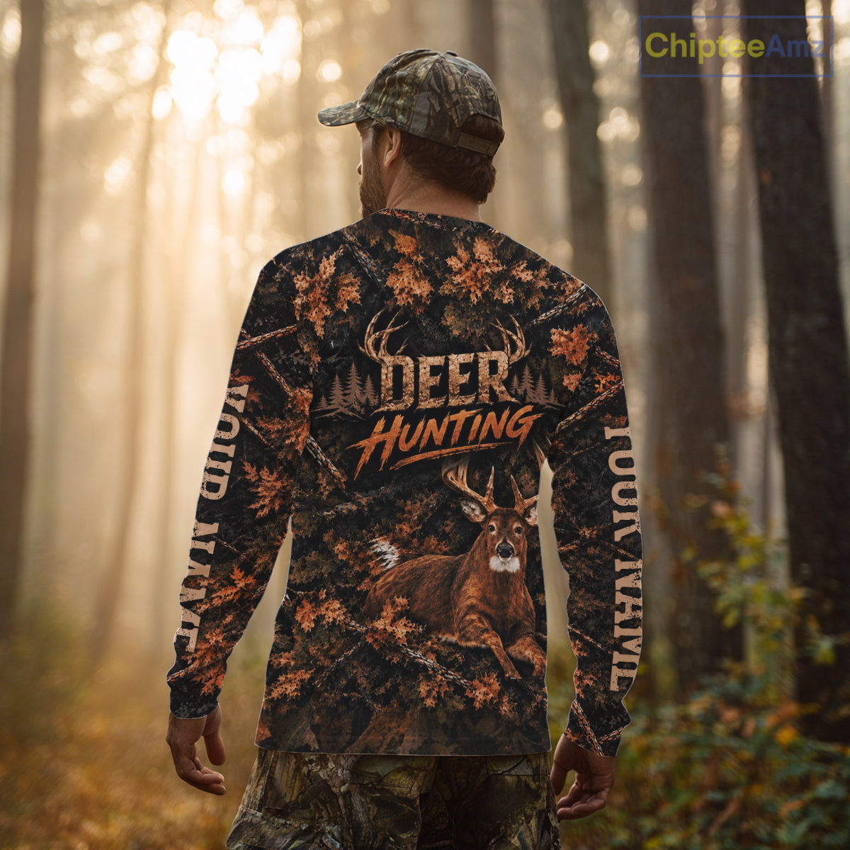 Whitetail Deer Hunting Custom Name Orange Camo Shirt, Personalized Deer Hunting Clothing NBT1065