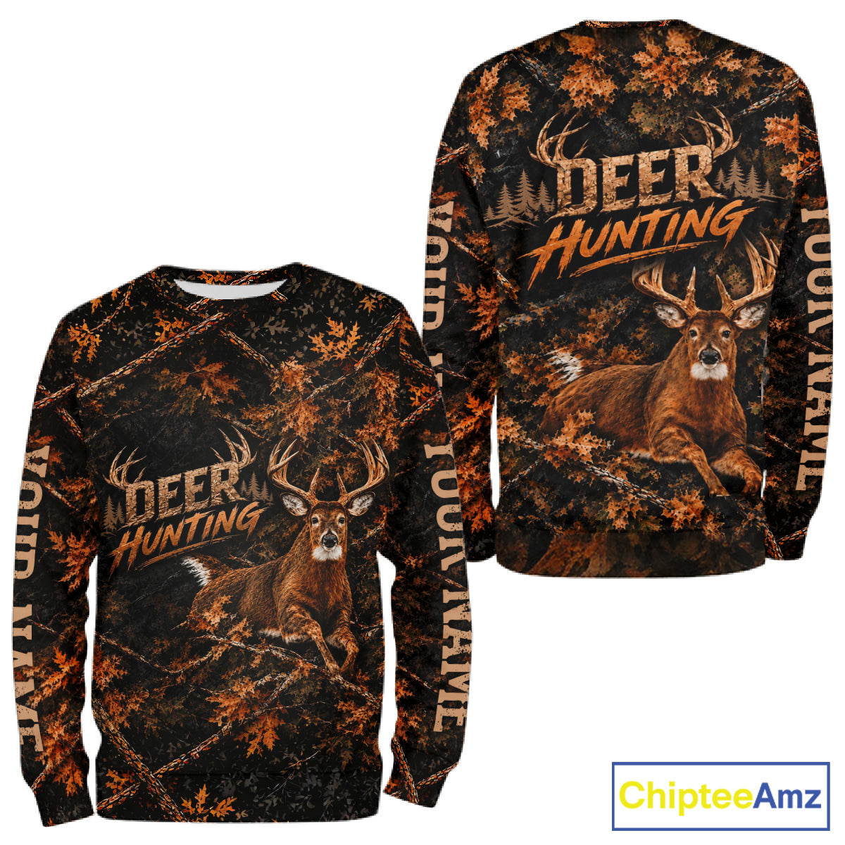Whitetail Deer Hunting Custom Name Orange Camo Shirt, Personalized Deer Hunting Clothing NBT1065