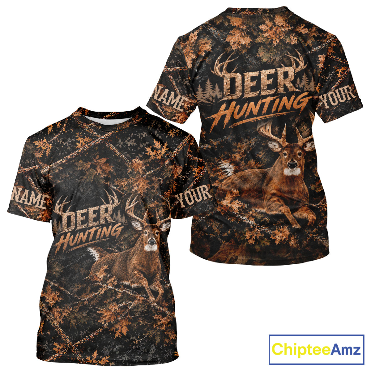 Whitetail Deer Hunting Custom Name Orange Camo Shirt, Personalized Deer Hunting Clothing NBT1065