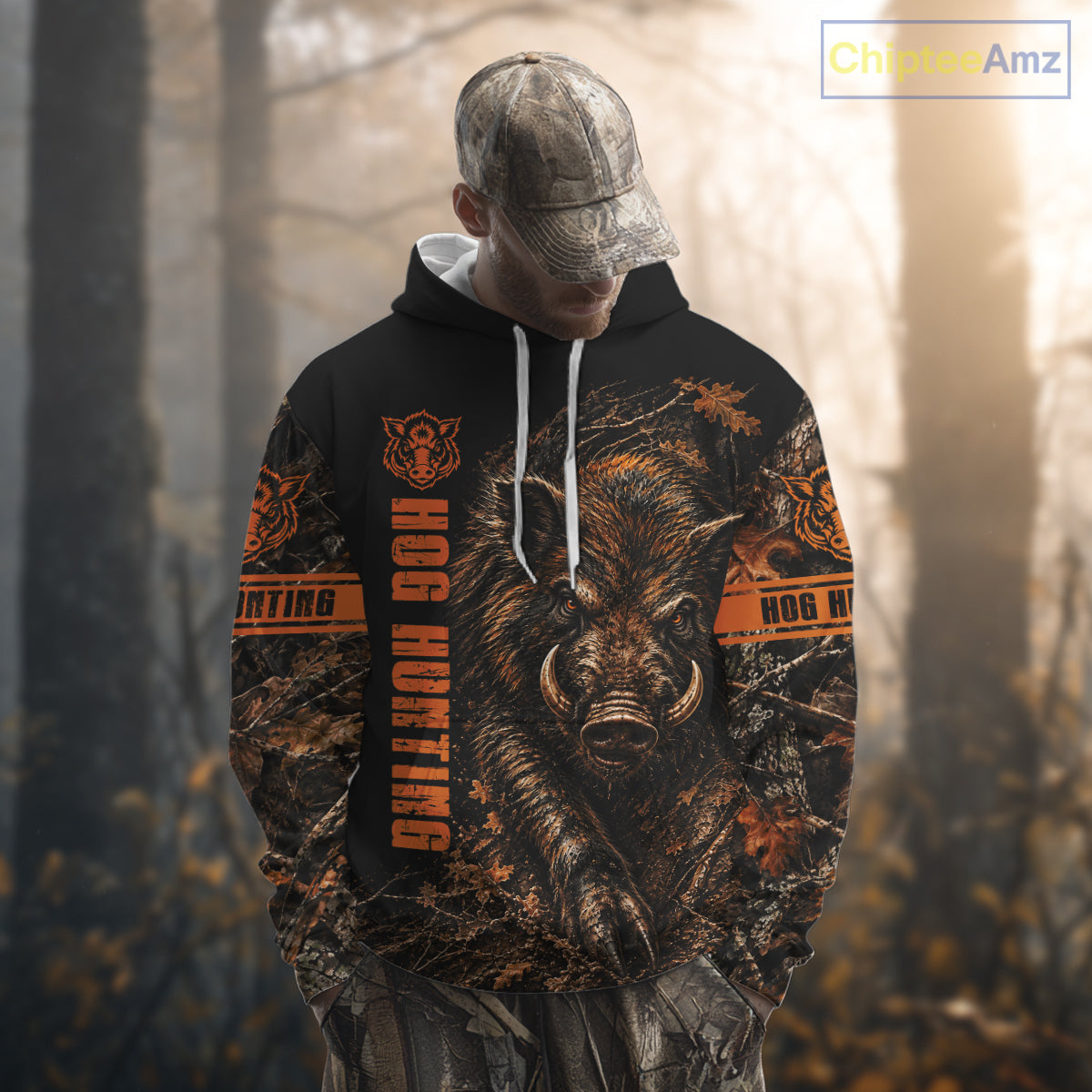 Hog Hunting Orange Camo Custom Name 3D All Over Print Shirts Personalized Hog Wild Boar Hunting Gifts NBT1068