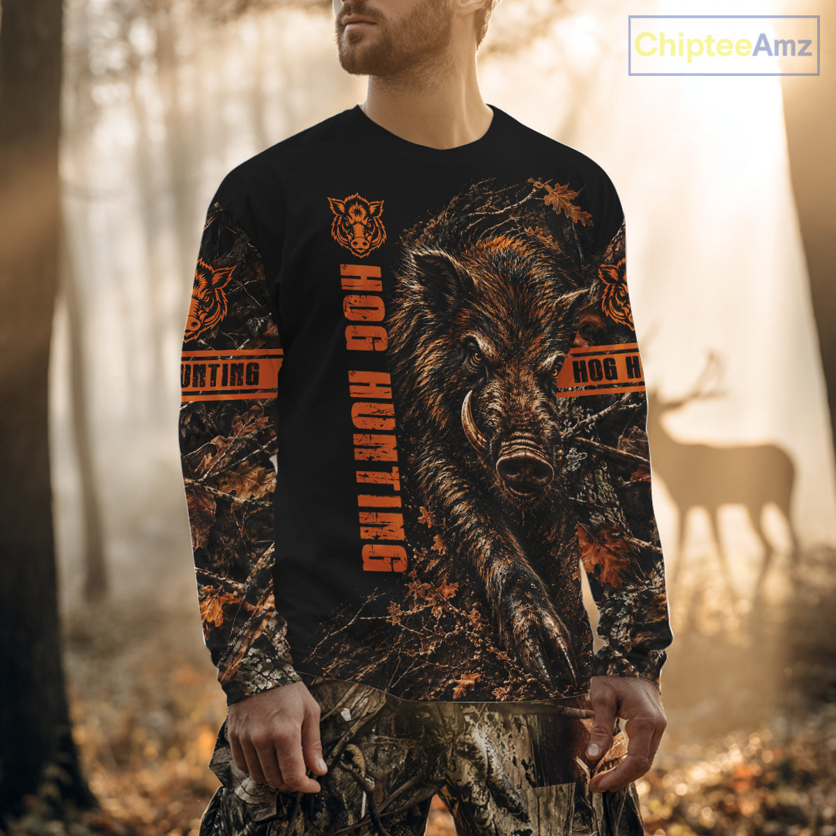 Hog Hunting Orange Camo Custom Name 3D All Over Print Shirts Personalized Hog Wild Boar Hunting Gifts NBT1068