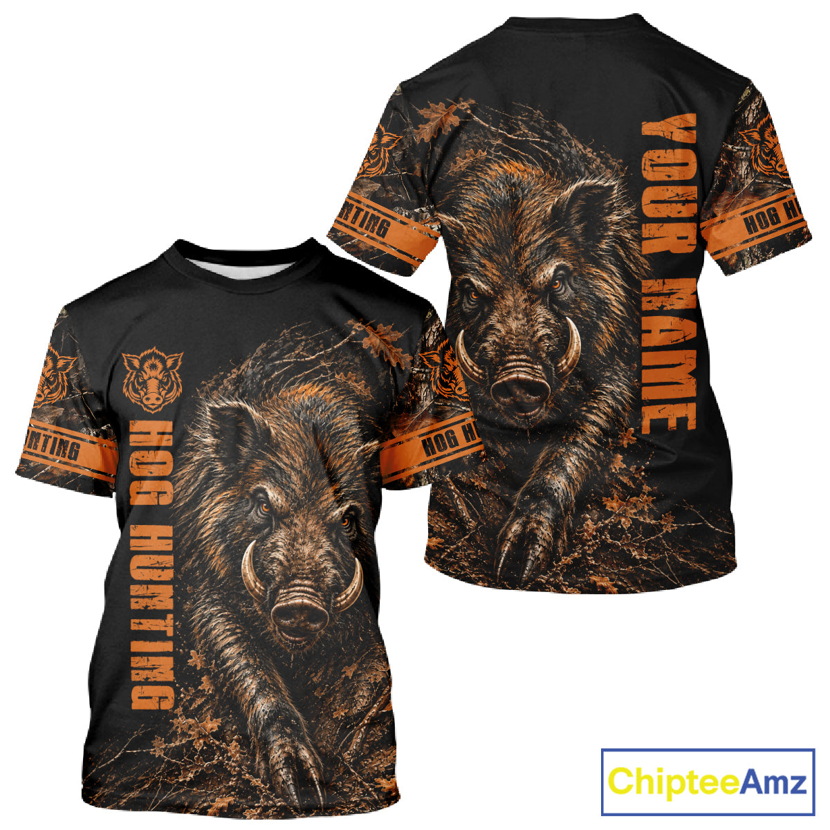 Hog Hunting Orange Camo Custom Name 3D All Over Print Shirts Personalized Hog Wild Boar Hunting Gifts NBT1068