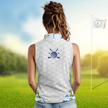 Load image into Gallery viewer, Funny Alligator Palm Tree Womens Sleeveless Golf Polo Shirt Custom Name Golf Top Funny Golf Gifts NBT496